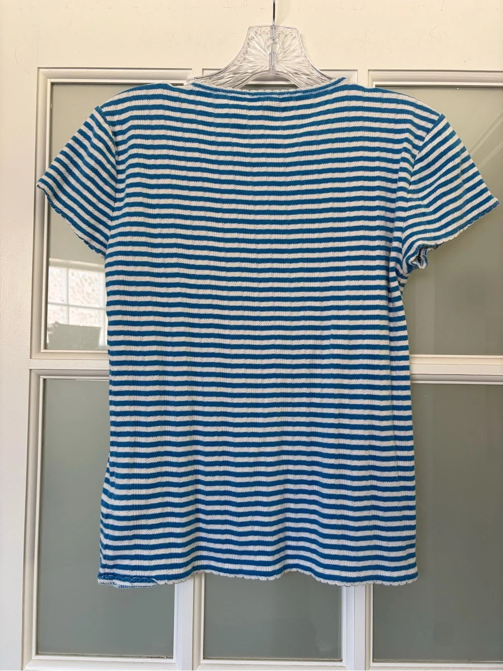 J. Crew Blue and White Striped Short Sleeve Tee